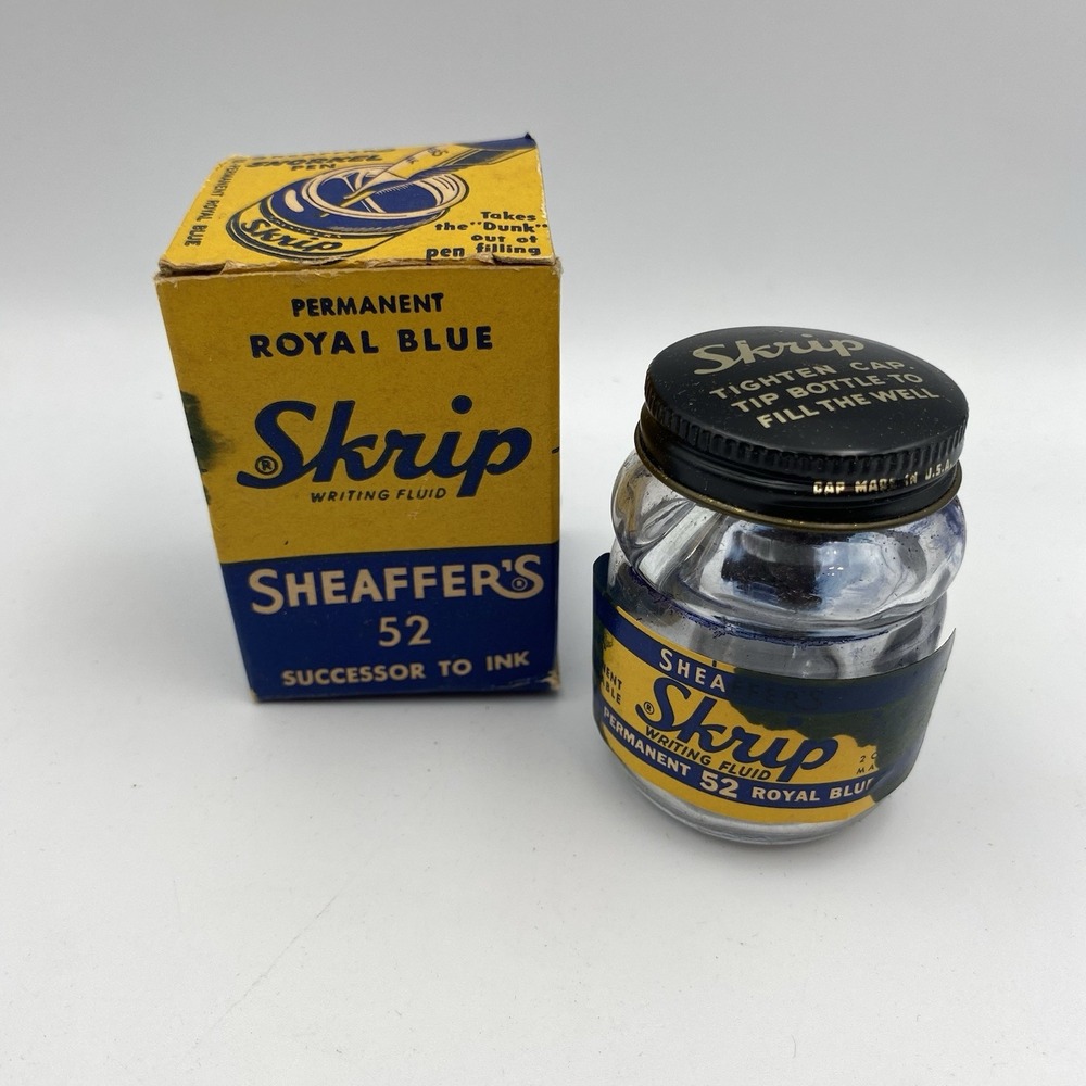 Sheaffer's Skrip Writing Fluid Royal Blue Empty Bottle and‎ Box